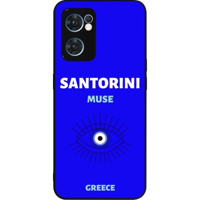 Coque OPPO Reno7 5G - Silicone rigide noir Pop Summer Destination Santorini