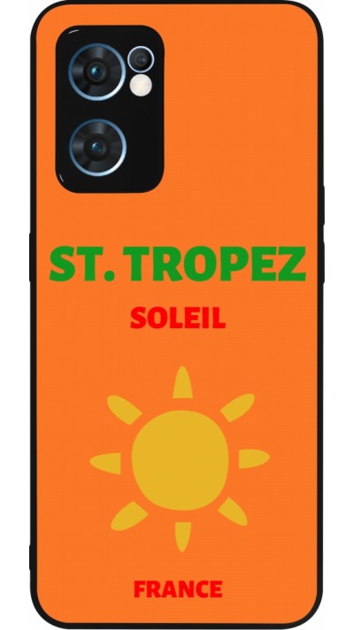 Coque OPPO Reno7 5G - Silicone rigide noir Pop Summer Destination St-Tropez