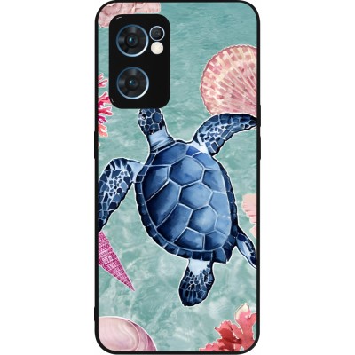 Coque OPPO Reno7 5G - Silicone rigide noir Preppy Turtle