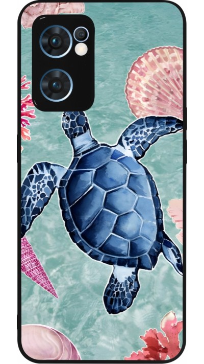 Coque OPPO Reno7 5G - Silicone rigide noir Preppy Turtle