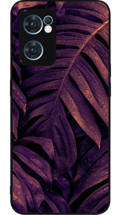 Coque OPPO Reno7 5G - Silicone rigide noir Purple Light Leaves