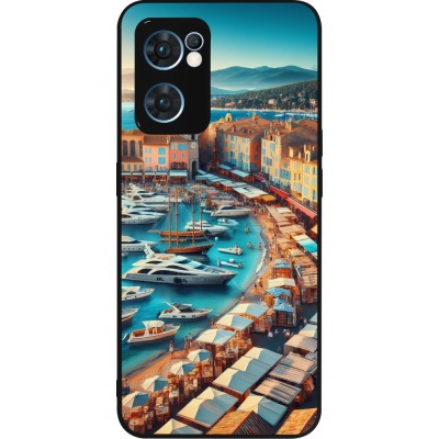 Coque OPPO Reno7 5G - Silicone rigide noir Saint-Tropez Beach