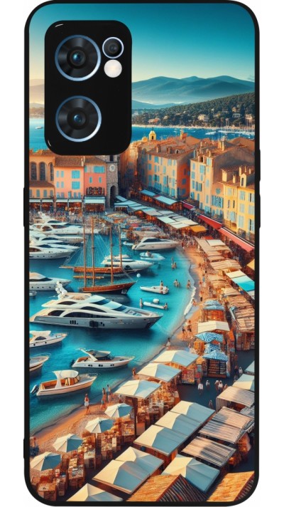 Coque OPPO Reno7 5G - Silicone rigide noir Saint-Tropez Beach