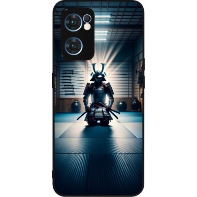 Coque OPPO Reno7 5G - Silicone rigide noir Samouraï en prière