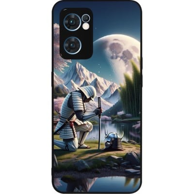 Coque OPPO Reno7 5G - Silicone rigide noir Samurai Katana Lune