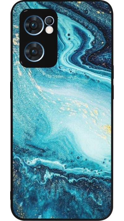 Coque OPPO Reno7 5G - Silicone rigide noir Sea Foam Blue