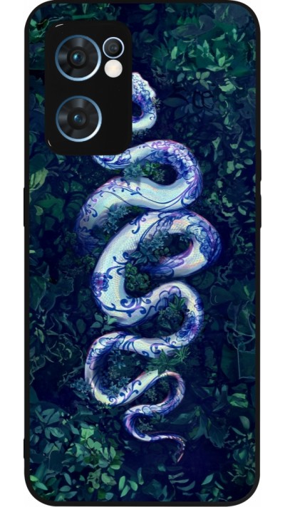 Coque OPPO Reno7 5G - Silicone rigide noir Serpent Blue Anaconda