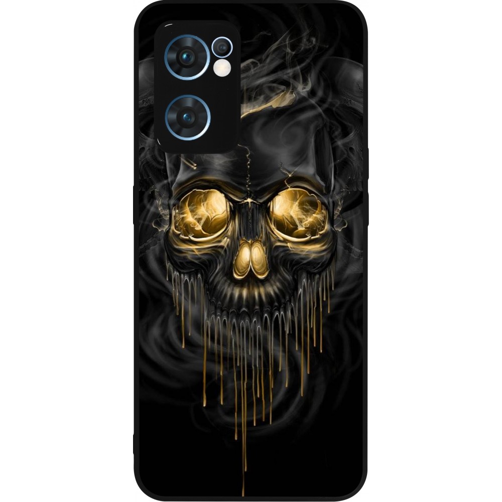 Coque OPPO Reno7 5G - Silicone rigide noir Skull 02