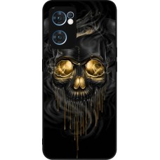 Coque OPPO Reno7 5G - Silicone rigide noir Skull 02