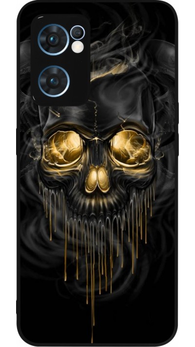 Coque OPPO Reno7 5G - Silicone rigide noir Skull 02