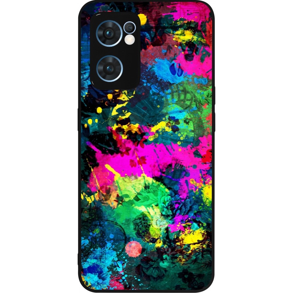 Coque OPPO Reno7 5G - Silicone rigide noir Splash paint