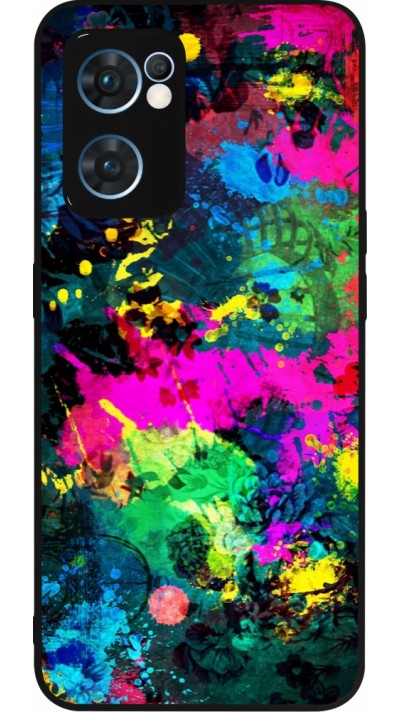 Coque OPPO Reno7 5G - Silicone rigide noir Splash paint