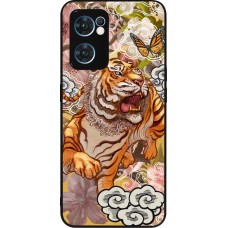 Coque OPPO Reno7 5G - Silicone rigide noir Spring 23 japanese tiger