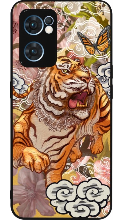 Coque OPPO Reno7 5G - Silicone rigide noir Spring 23 japanese tiger