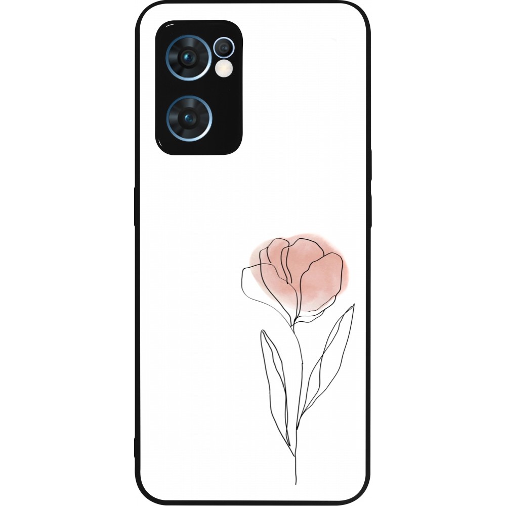 Coque OPPO Reno7 5G - Silicone rigide noir Spring 23 minimalist flower