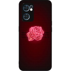 Coque OPPO Reno7 5G - Silicone rigide noir Spring 23 neon rose