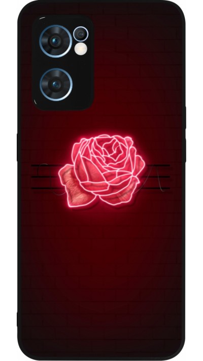 Coque OPPO Reno7 5G - Silicone rigide noir Spring 23 neon rose