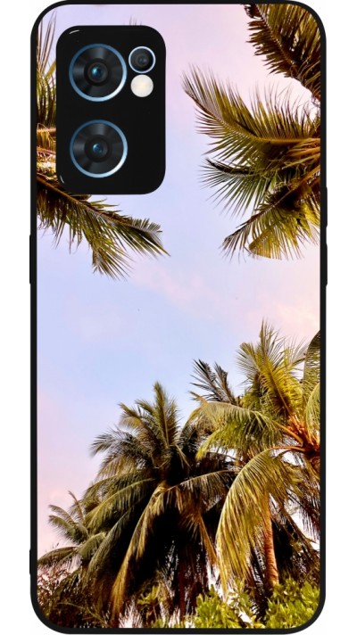 OPPO Reno7 5G Case Hülle - Silikon schwarz Summer 2023 palm tree vibe