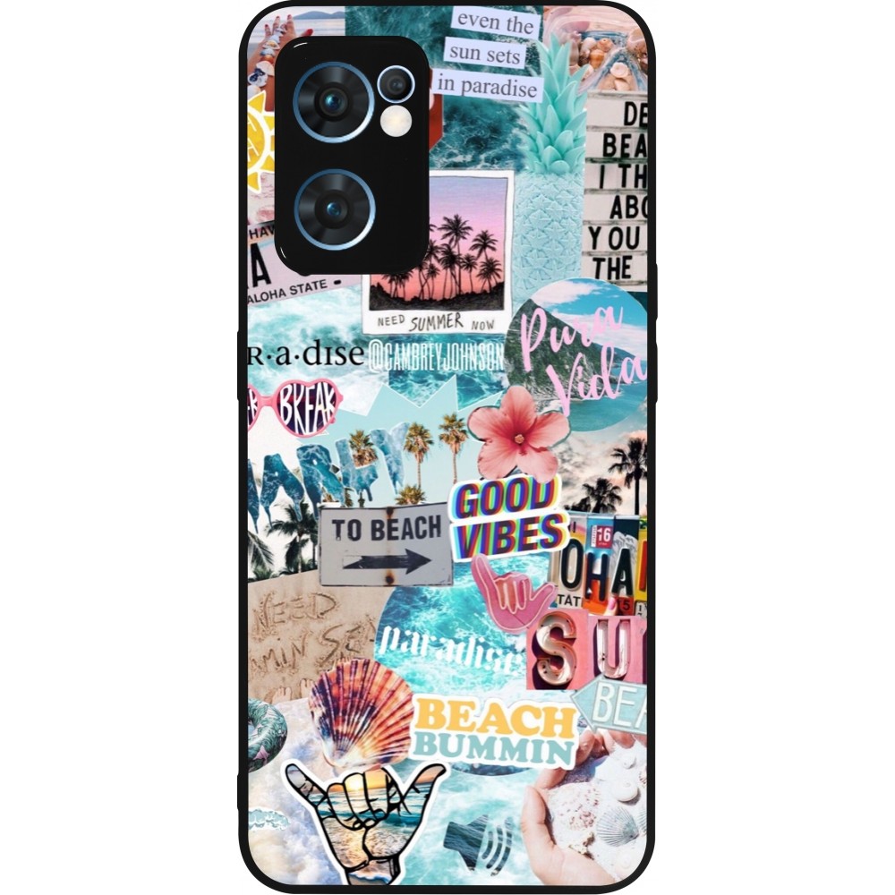 Coque OPPO Reno7 5G - Silicone rigide noir Summer 20 collage