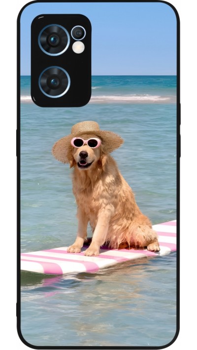 OPPO Reno7 5G Case Hülle - Silikon schwarz Summer Dog on Paddle