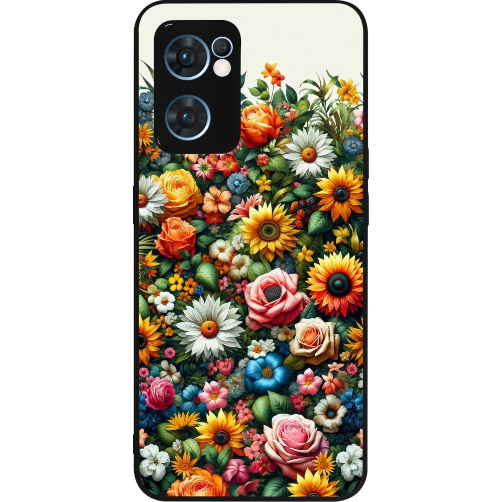 Coque OPPO Reno7 5G - Silicone rigide noir Summer Floral Pattern