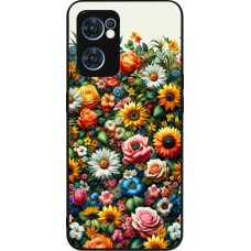 Coque OPPO Reno7 5G - Silicone rigide noir Summer Floral Pattern