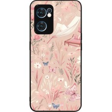 Coque OPPO Reno7 5G - Silicone rigide noir Summer Pastel Pattern