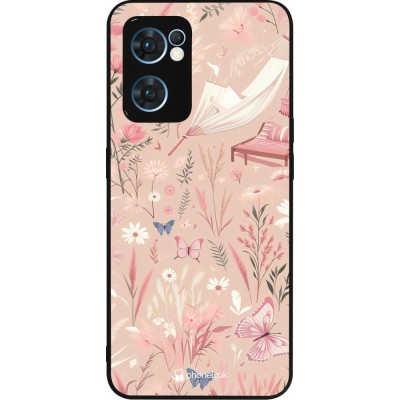 Coque OPPO Reno7 5G - Silicone rigide noir Summer Pastel Pattern