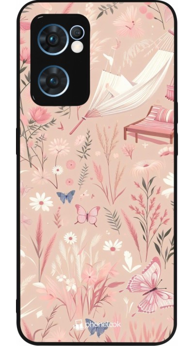 Coque OPPO Reno7 5G - Silicone rigide noir Summer Pastel Pattern