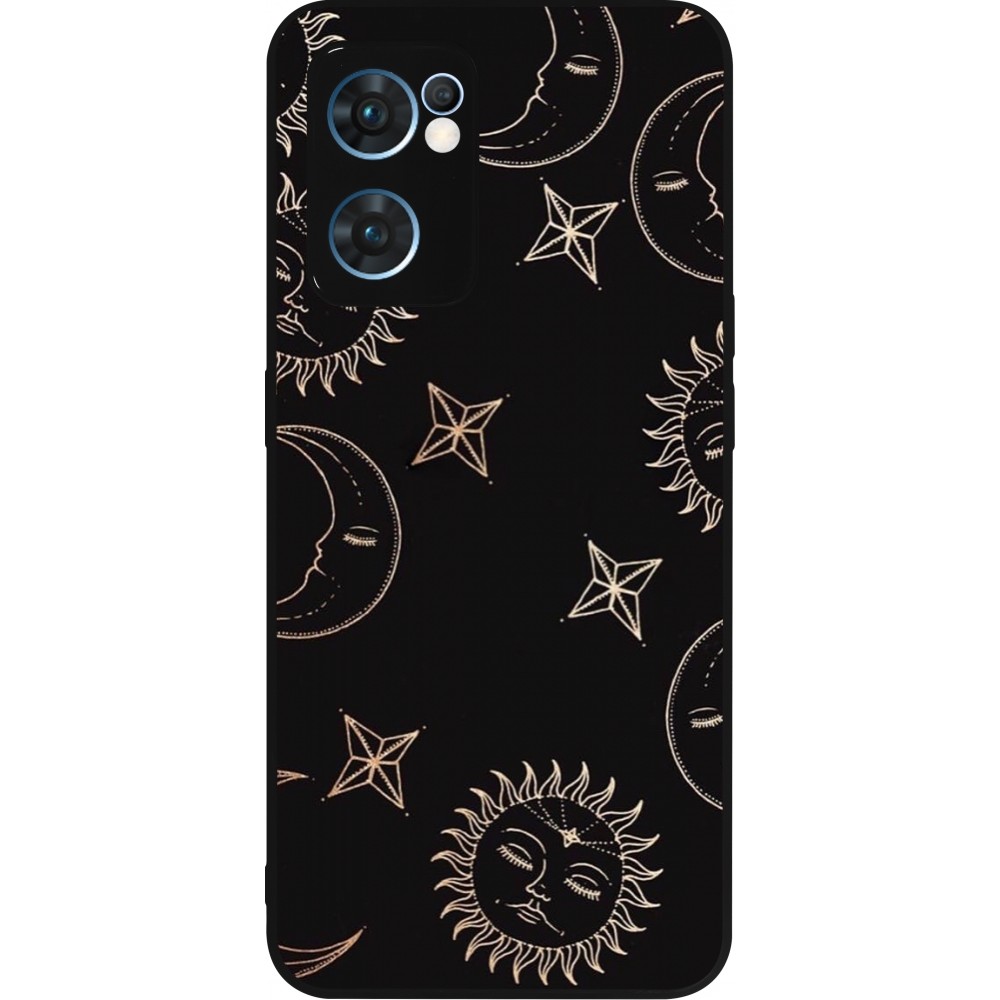 Coque OPPO Reno7 5G - Silicone rigide noir Suns and Moons