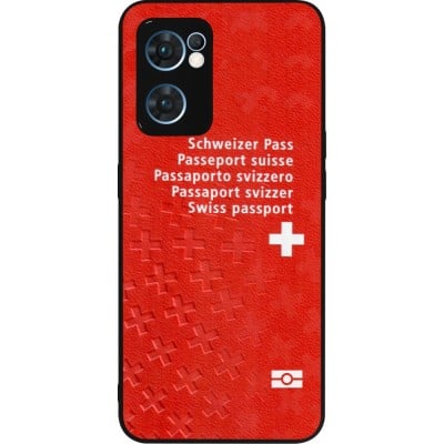 Coque OPPO Reno7 5G - Silicone rigide noir Swiss Passport