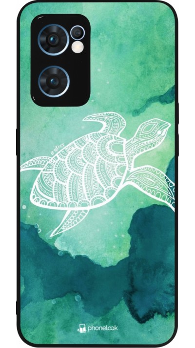 OPPO Reno7 5G Case Hülle - Silikon schwarz Turtle Aztec Watercolor