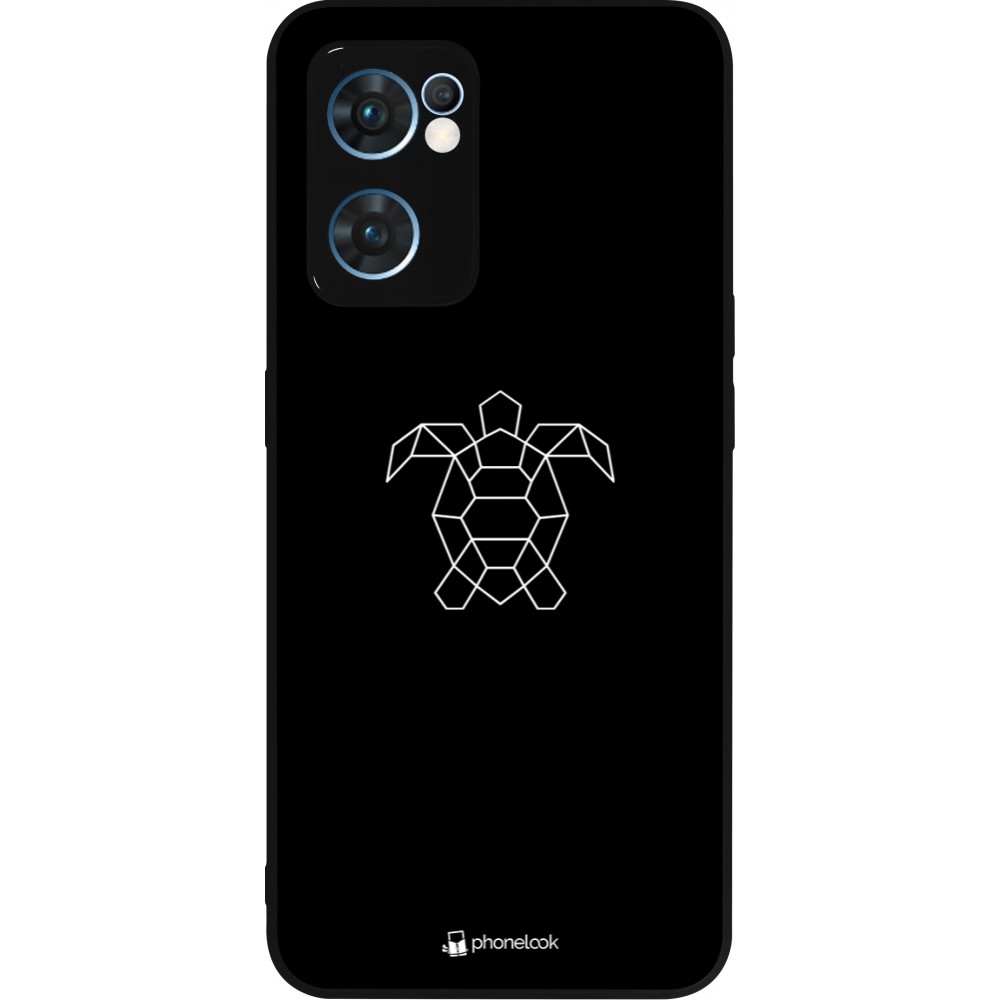 Coque OPPO Reno7 5G - Silicone rigide noir Turtles lines on black