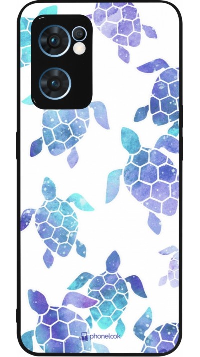 OPPO Reno7 5G Case Hülle - Silikon schwarz Turtles pattern watercolor