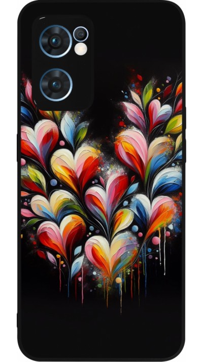 OPPO Reno7 5G Case Hülle - Silikon schwarz Valentin 2024 Schwarzes Herz Abstrakt