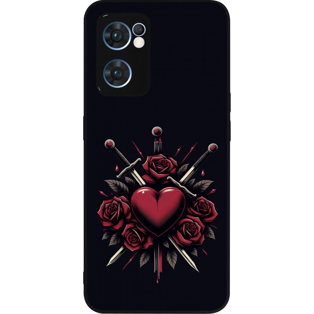 Coque OPPO Reno7 5G - Silicone rigide noir Valentine 2024 gothic love