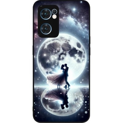 Coque OPPO Reno7 5G - Silicone rigide noir Valentine 2024 Love under the moon