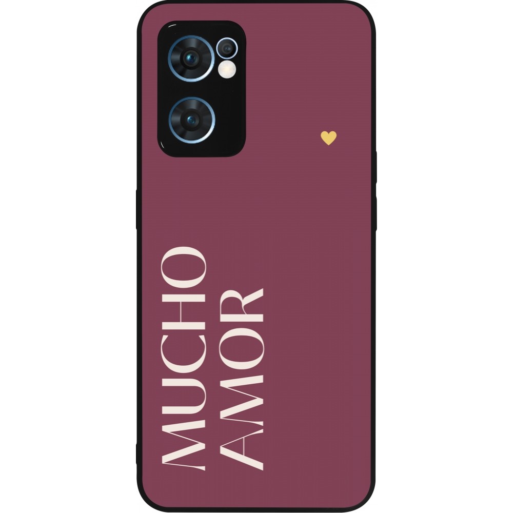 Coque OPPO Reno7 5G - Silicone rigide noir Valentine 2024 mucho amor rosado