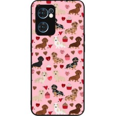 Coque OPPO Reno7 5G - Silicone rigide noir Valentine 2024 puppy love