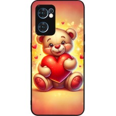 Coque OPPO Reno7 5G - Silicone rigide noir Valentine 2024 Teddy love