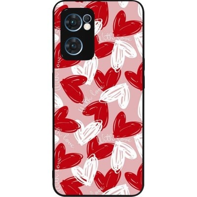 Coque OPPO Reno7 5G - Silicone rigide noir Valentine 2024 with love heart