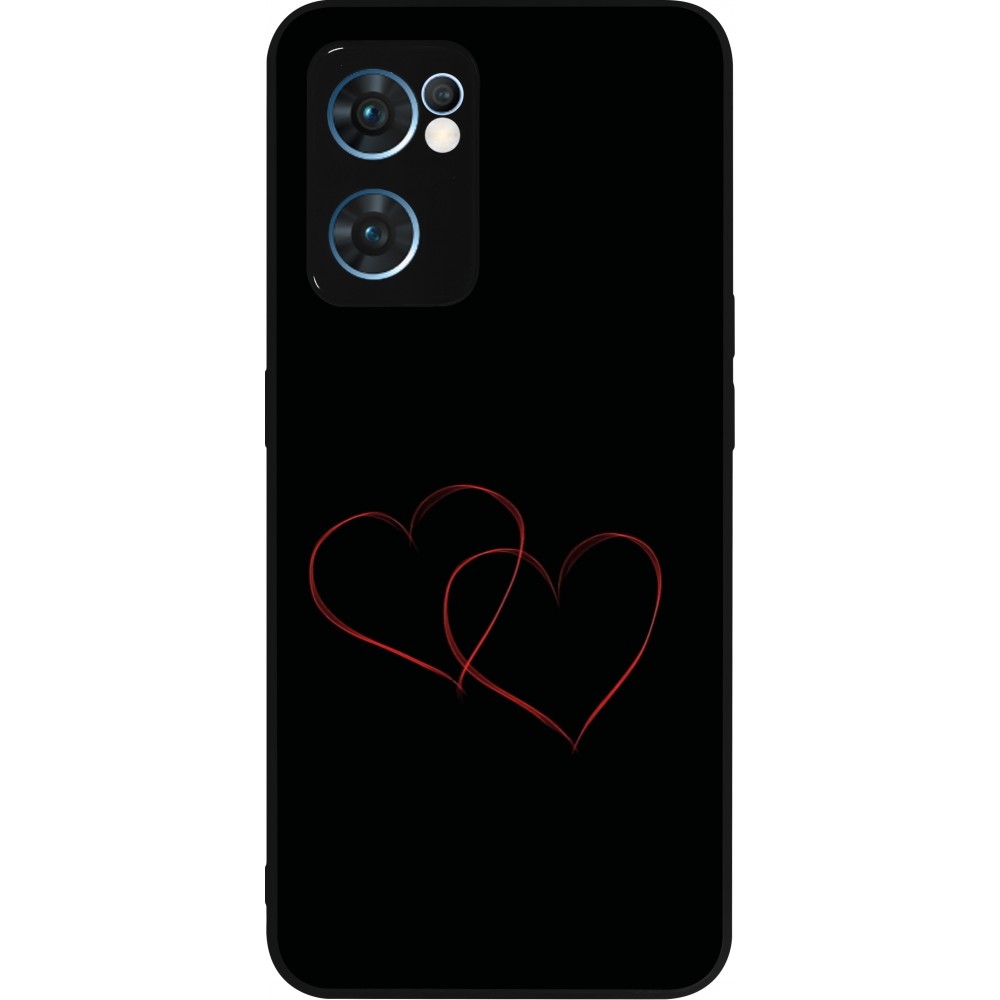 Coque OPPO Reno7 5G - Silicone rigide noir Valentine 2023 attached heart