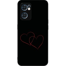 Coque OPPO Reno7 5G - Silicone rigide noir Valentine 2023 attached heart