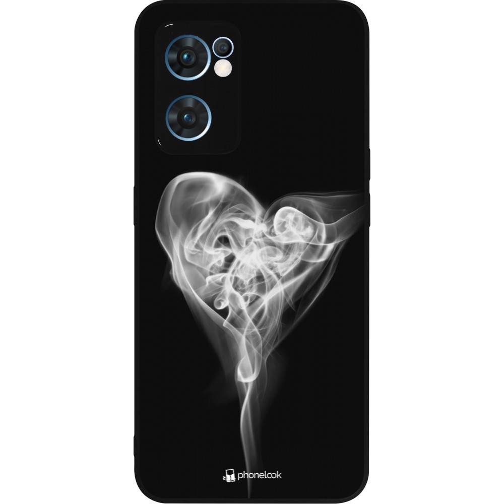 Coque OPPO Reno7 5G - Silicone rigide noir Valentine 2022 Black Smoke