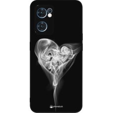 Coque OPPO Reno7 5G - Silicone rigide noir Valentine 2022 Black Smoke