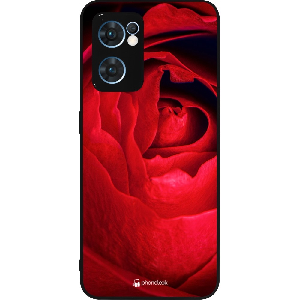 Coque OPPO Reno7 5G - Silicone rigide noir Valentine 2022 Rose