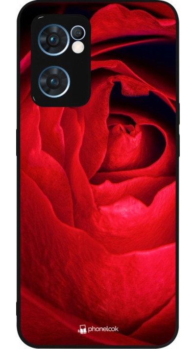 OPPO Reno7 5G Case Hülle - Silikon schwarz Valentine 2022 Rose