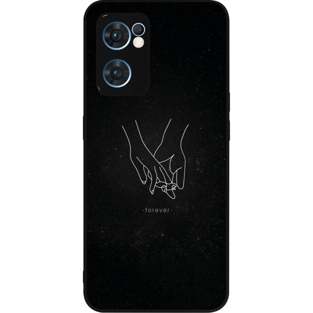 Coque OPPO Reno7 5G - Silicone rigide noir Valentine 2023 hands forever