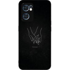 Coque OPPO Reno7 5G - Silicone rigide noir Valentine 2023 hands forever