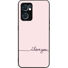 Coque OPPO Reno7 5G - Silicone rigide noir Valentine 2023 i love you writing